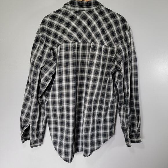 Levis Button Up Heavyweight Shirt Mens L Black White Plaid Rugged Workwear Ranch - Picture 3 of 10